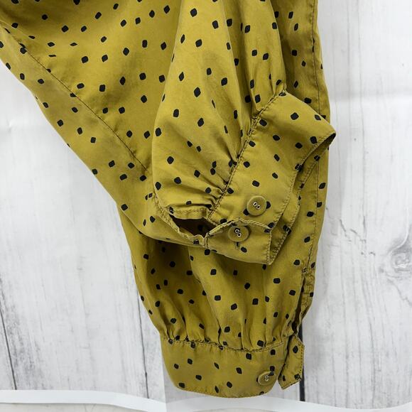 Tanya Taylor US 2 Womens Olive Green Silk Francis Jumpsuit Short Sleeve -Pockets - Picture 7 of 14